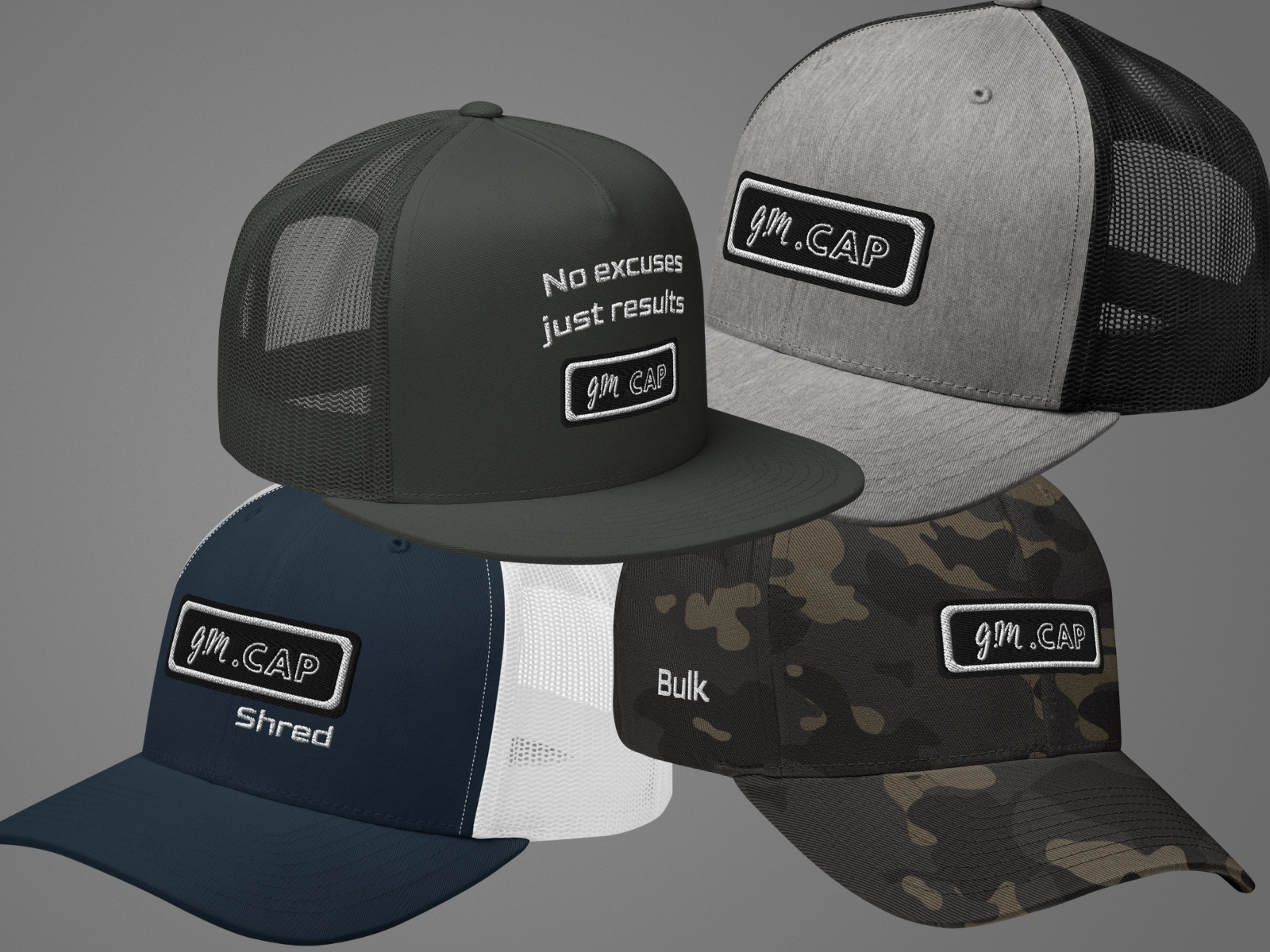 Verschiedene Gym Caps in modernen Designs – Snapback, Trucker und Basecaps für maximale Motivation beim Training
