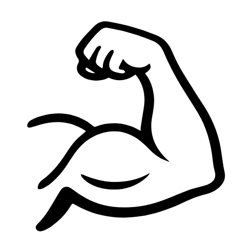Schwarzes Icon mit muskulösem Arm – steht für Power, Motivation und Disziplin beim Training.
